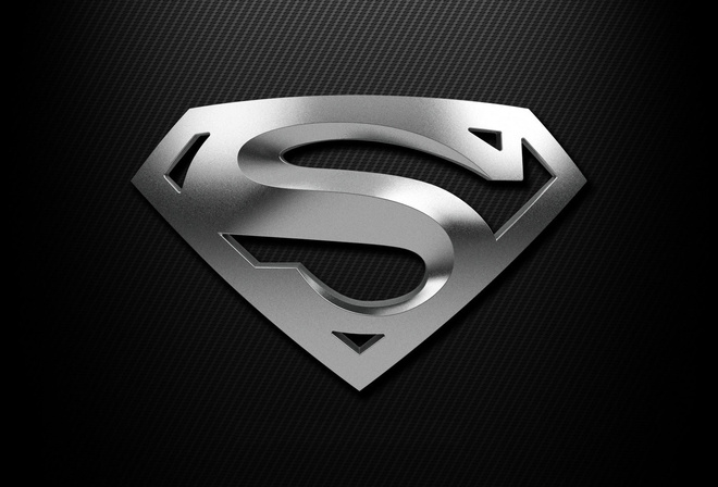 balck, gray, shield, Superman, silver