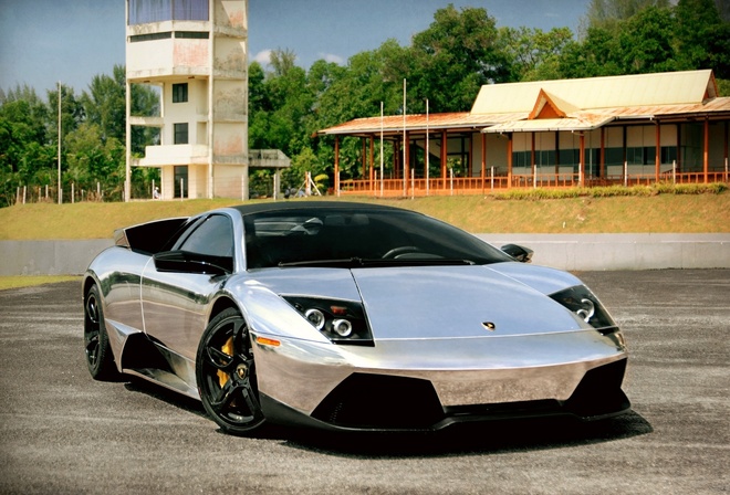 chrome, lp640, Car, silver, wheels, tuning, wallpapers, lamborgini, sportcars, black, murcielago