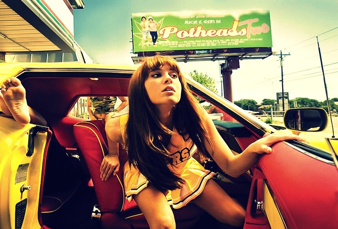 style, car, girl, Cheerleader