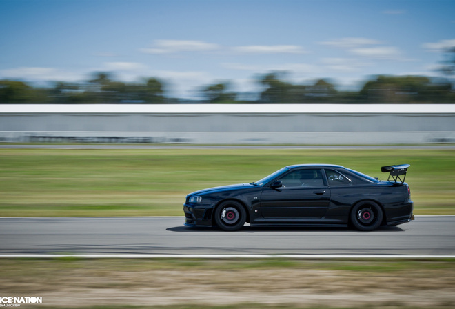 , gt-r, black, er34, Skyline