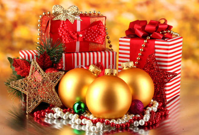 Merry Christmas, new year, golden balls, stars, gifts, decoration, ribbon,   ,  ,  , , , , 