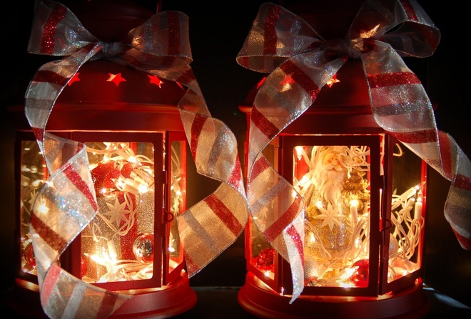 lanterns, Happy, holidays, merry, christmas, new, year