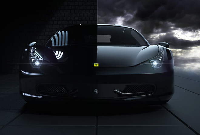 Ferrari, 458, Italia, Black, Front