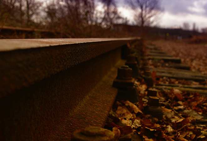 autumn, metal, railroad tracks, oxide