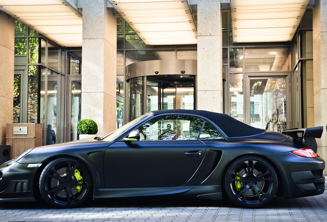 black, gt, cabriolet, porsche, techart, 997, building, matt, 911