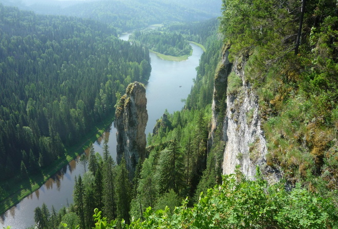 Россия, река Усьва, река, лес, скалы, красота, деревья, зелень