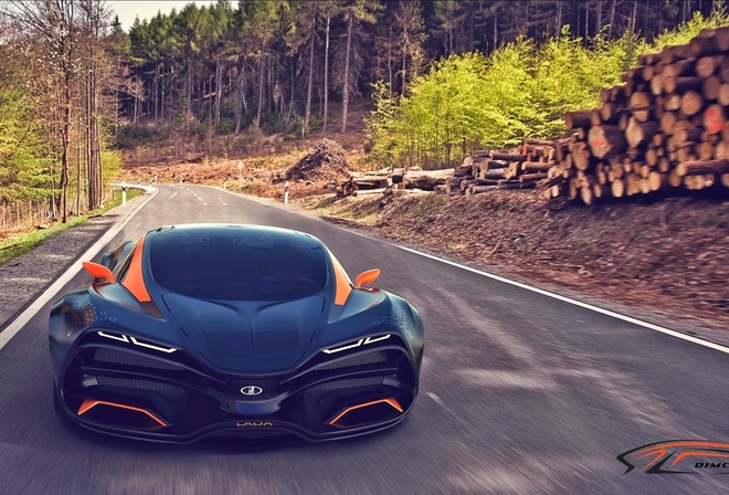 Lada, Raven, Concept, 2014, Car, Road, Speed, Forest, Trees, , , , , , 
