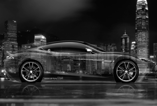 Tony Kokhan, Aston Martin, Vanquish, Side, Crystal, Car, City, Silver, Black, White, el Tony Cars, Photoshop, Design,  , , , ,  , ,  , , , , 2014, 