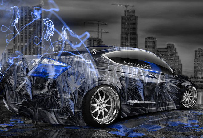 Tony Kokhan, Honda, Accord, Coupe, JDM, Anime, Aerography, City, Blue, Effects, Night, el Tony Cars, Photoshop, HD Wallpapers,  , , , , , , , , , , , , , , , 2014, 