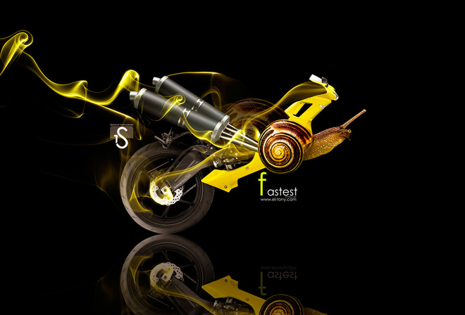 Tony Kokhan, Moto, Animal, Snail, Fantasy, Yellow, Art, Smoke, el Tony Cars, HD Wallpapers,  , , , , , , , , , ,  , , 2014, , 