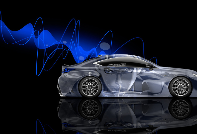 Tony Kokhan, Lexus, RC-F, Side, Anime, Aerography, Blue, Neon, Effects, Black, HD Wallpapers, el Tony Cars,  , , ,  , , , , , , , 2014