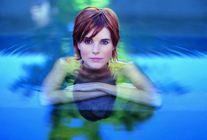 woman, face, water, pool, beauty