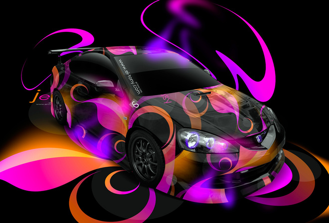 Tony Kokhan, Honda, Integra, Type-S, Abstract, JDM, Aerography, Multicolors, Black, el Tony Cars, HD Wallpapers, Design, Art, Style,  , , , , ,  , , , , , , , 