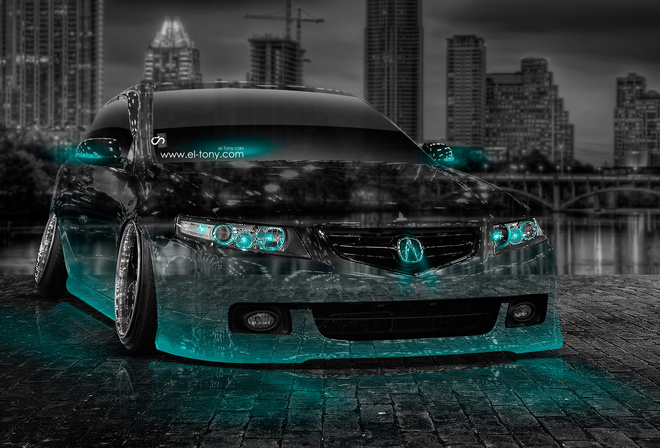 Tony Kokhan, Acura, TSX, Crystal, Car, Azure, Neon, Honda, Accord, City, Night, Art, Design, Style, el Tony Cars, Photoshop, HD Wallpapers,  , , , , , , , , , , , , , 