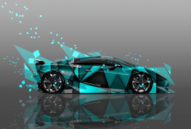 Tony Kokhan, Lamborghini, Sesto Elemento, Side, Abstract, Aerography, Car, Azure, Colors, el Tony Cars, 4K, Wallpapers, Design, Art, Style, Photoshop,  , , ,  ,  , , , , , ,