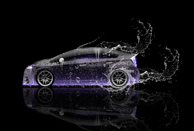 Tony Kokhan, Toyota, Prius, Hybrid, Side, Water, Car, Violet, Neon, Effects, Black, el Tony Cars, Photoshop, HD Wallpapers, Design, Art, Style,  , , , ,  , , , , , , , , , 