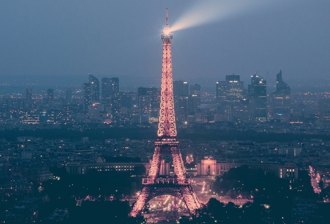 eiffel, paris, france, light, night, europe