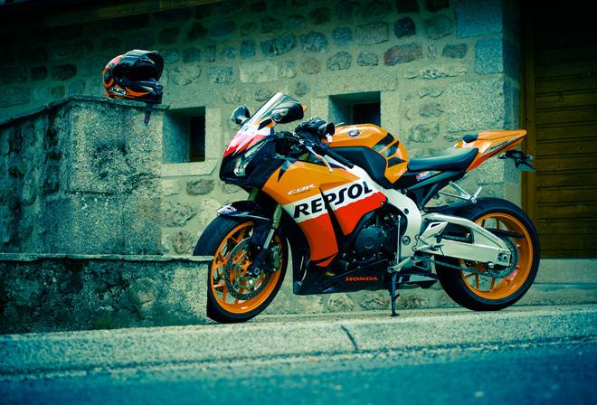 honda, cbr, fireblade, repsol, black, orange, moto