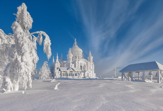 белогорский монастырь, зима, снег