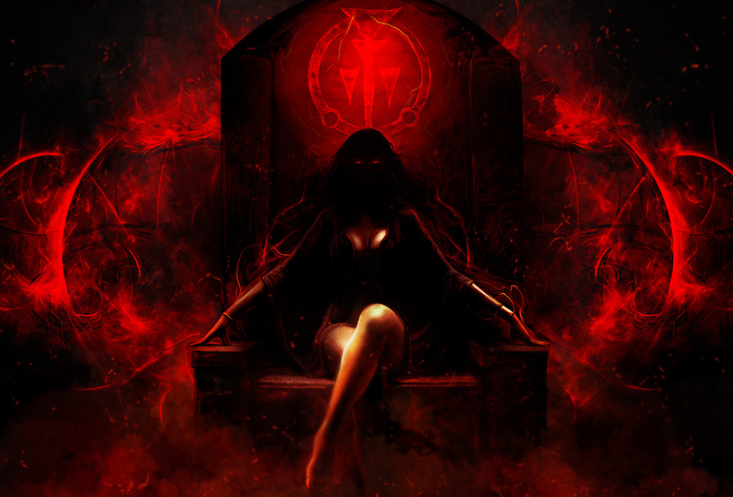 prince of persia warrior within, kaileena, girl, sitting, throne, game, art, red, prince of persia, warrior within