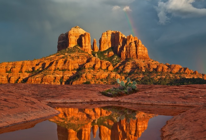 canyon, utah, water, sky, desert