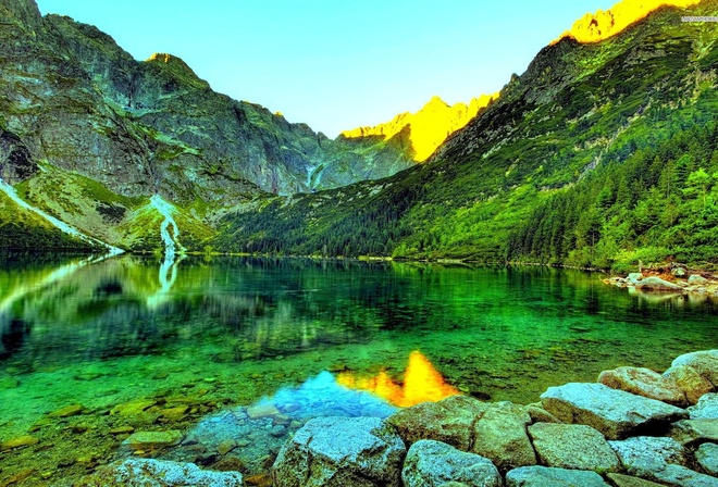 emerald, lake, mountain, water, tree, sky, naturals