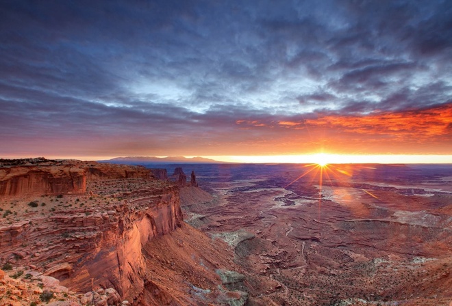 canyon, sunset, arizona, desert, sun, sky