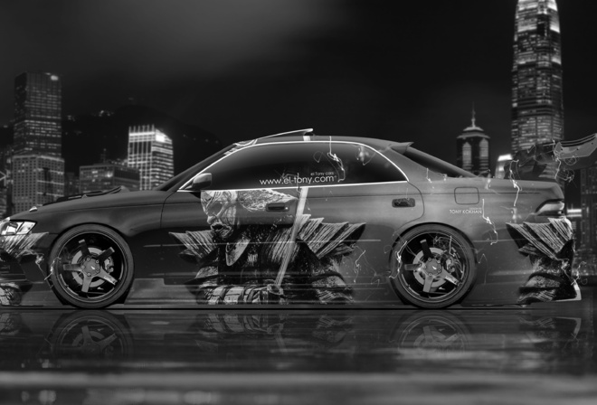 Tony Kokhan, Toyota, Mark2, JZX90, JDM, Tuning, Samurai, Japan, City, Aerography, Side, Black, White, Silver, Photoshop, Design, Art, Style, el Tony Cars, Wallpapers,  , , , 2,  , , , , , 