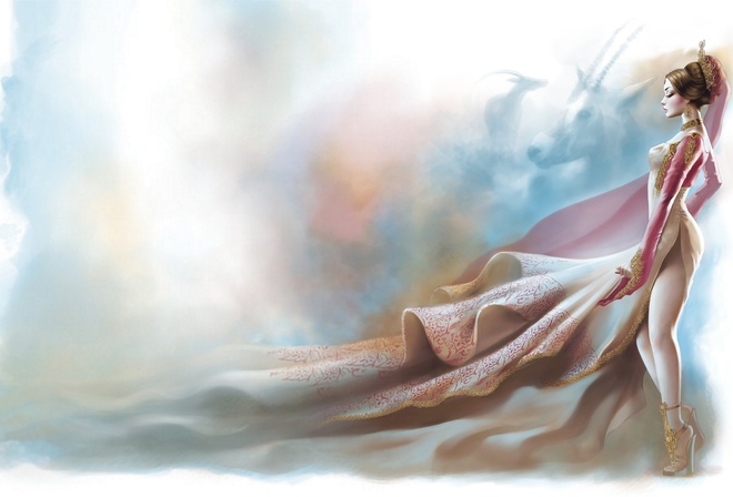 Graceful wind, by Mahmood Al Khaja, girl, , gazelle, , wind, , dress, 