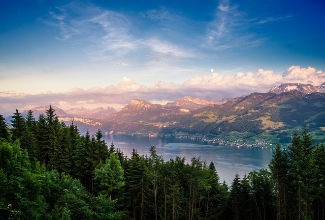 Mountains, Switzerland, Lake Zurich, nature, lake, forest