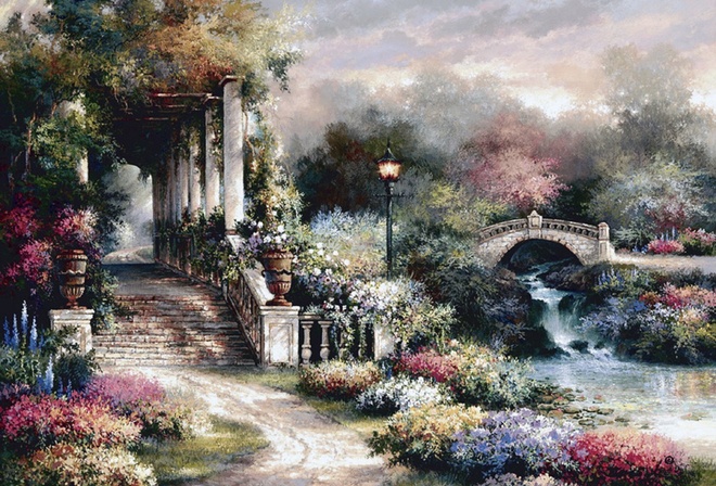 американские пейзажи, классический сад, художник Джеймс Ли