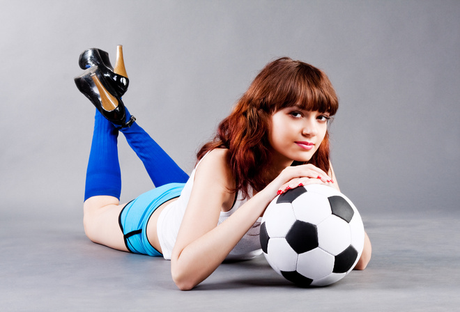 girl, football, ball