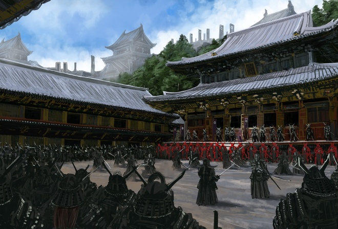 Art, Asia, temple, samurai, people, Warrior