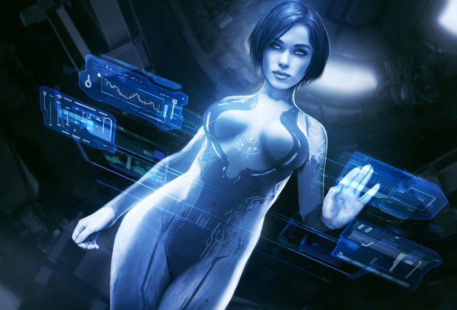 Cortana, Fan Art, Digital Art, Drawings