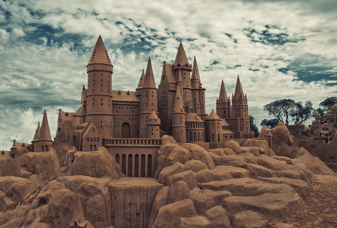  , , , sand castle, sand, clouds, 