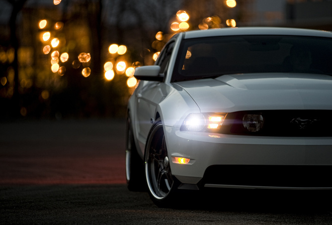 ford, Mustang, white, muscle car, highlight