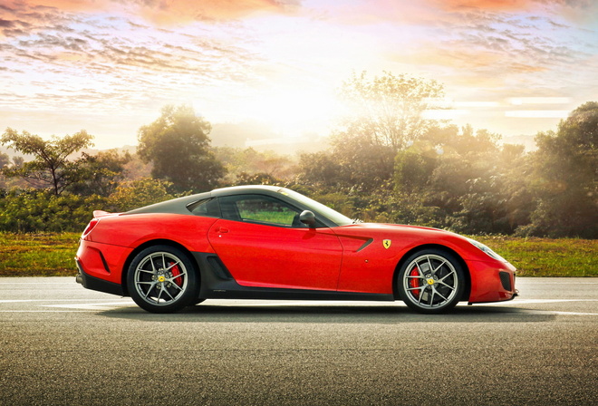 Ferrari, Красный, Сбоку, 599, GTO