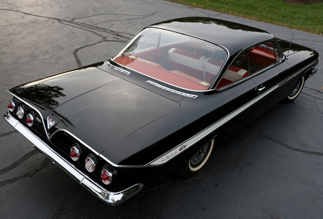 Chevrolet, 1961, Impala, 348, 350, HP, Sport, Coupe, Сзади, Черный, классика