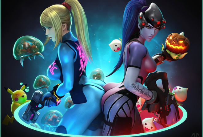 zero, suit, samus, widowmaker, overwatch, metroid