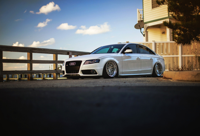 Audi, white, stance, , , 