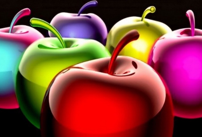 Kolorowe, яблоки, анимация, графика