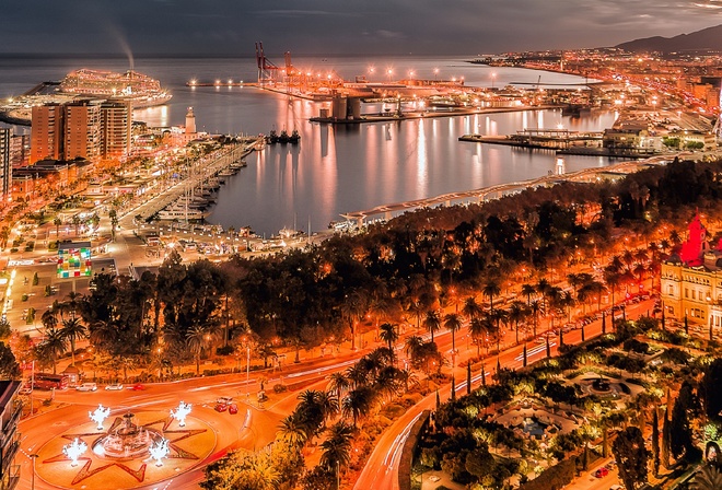 harbour, , , malaga, night malaga