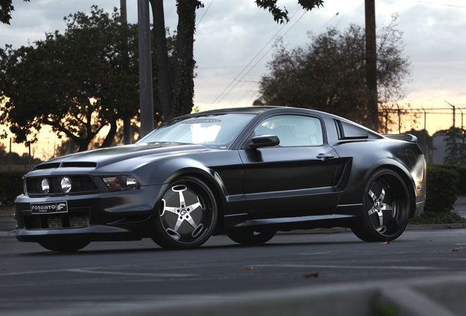 black, ford mustang, car, drives, tuning, road