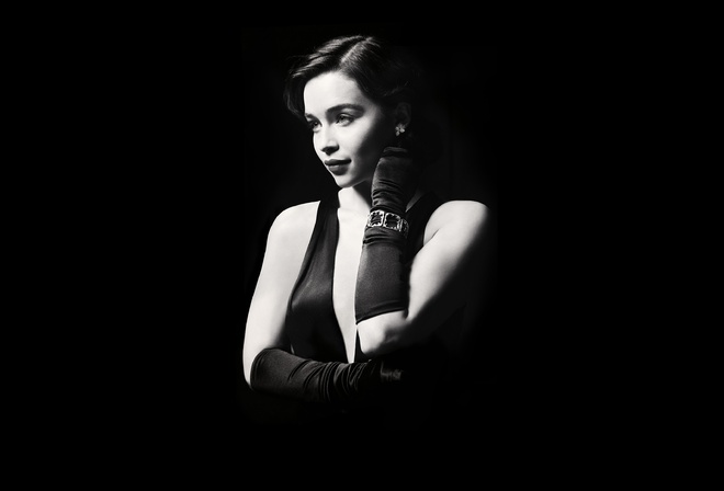  , Emilia Clarke, Black, White