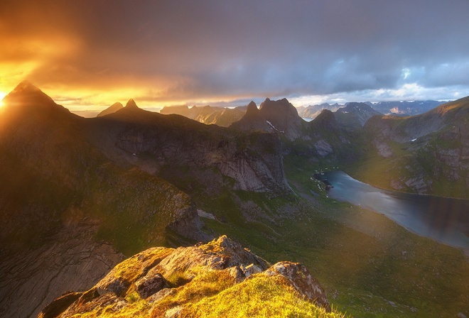 горы, небо, озеро, Норвегия, Базанов Андрей