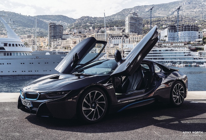 BMW, i8, black, Monaco