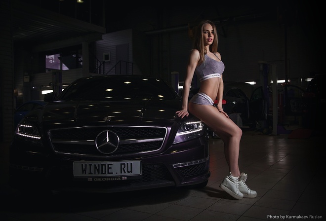 women, Calvin Klein, car, shoes, sneakers, belly, tanned, Mercedes-Benz, painted nails, underwear
