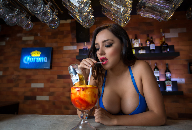 women, Dulce Soltero, Luis Gaston, boobs, portrait