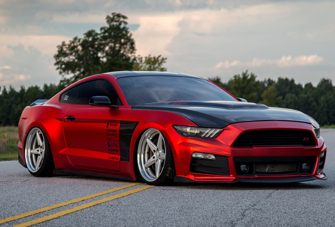 Ford Mustang, supercars, tuning, red, Mustang, Ford