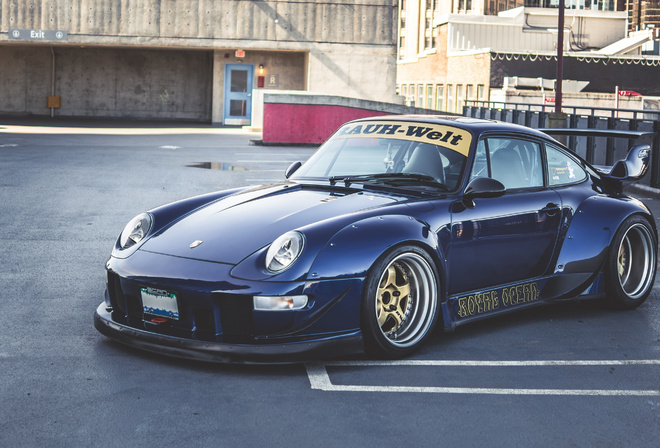 Porsche, 993, RWB, sports coupe, tuning, exterior, blue, sports car